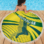 Australian Boomers Basketball Beach Blanket Abstract Wave Halftone Pattern With Dynamic Athlete Silhouette