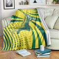 Australian Boomers Basketball Blanket Abstract Wave Halftone Pattern With Dynamic Athlete Silhouette