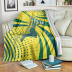 Australian Boomers Basketball Blanket Abstract Wave Halftone Pattern With Dynamic Athlete Silhouette