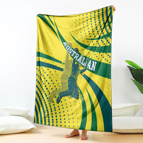 Australian Boomers Basketball Blanket Abstract Wave Halftone Pattern With Dynamic Athlete Silhouette