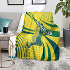 Australian Boomers Basketball Blanket Abstract Wave Halftone Pattern With Dynamic Athlete Silhouette