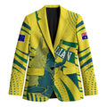 Australian Boomers Basketball Blazer Abstract Wave Halftone Pattern With Dynamic Athlete Silhouette