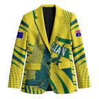 Australian Boomers Basketball Blazer Abstract Wave Halftone Pattern With Dynamic Athlete Silhouette