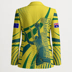 Australian Boomers Basketball Blazer Abstract Wave Halftone Pattern With Dynamic Athlete Silhouette