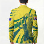Australian Boomers Basketball Blazer Abstract Wave Halftone Pattern With Dynamic Athlete Silhouette