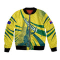 Australian Boomers Basketball Bomber Jacket Abstract Wave Halftone Pattern With Dynamic Athlete Silhouette