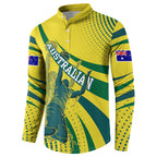 Australian Boomers Basketball Button Sweatshirt Abstract Wave Halftone Pattern With Dynamic Athlete Silhouette