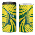 Australian Boomers Basketball 4 in 1 Can Cooler Tumbler Abstract Wave Halftone Pattern With Dynamic Athlete Silhouette