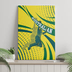 Australian Boomers Basketball Canvas Wall Art Abstract Wave Halftone Pattern With Dynamic Athlete Silhouette