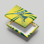Australian Boomers Basketball Canvas Wall Art Abstract Wave Halftone Pattern With Dynamic Athlete Silhouette