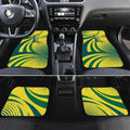 Australian Boomers Basketball Car Mats Abstract Wave Halftone Pattern With Dynamic Athlete Silhouette
