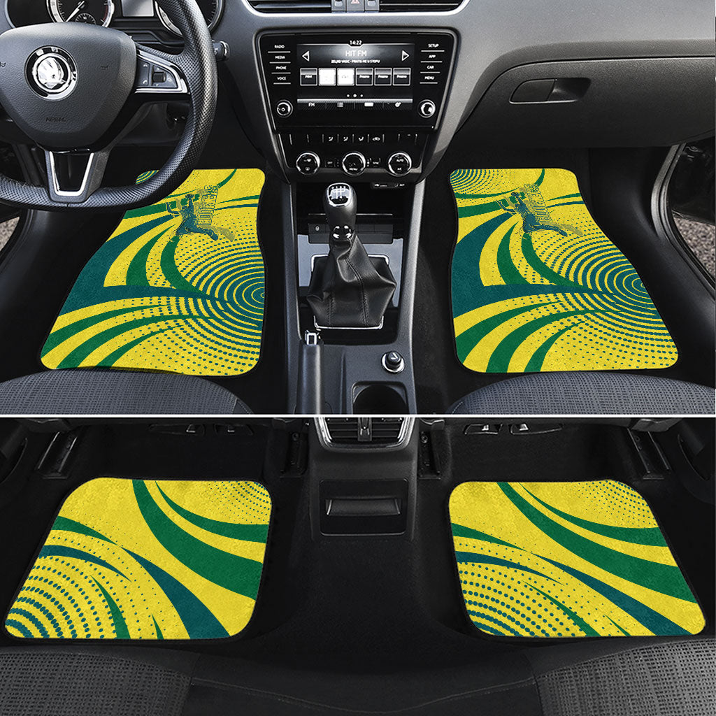 Australian Boomers Basketball Car Mats Abstract Wave Halftone Pattern With Dynamic Athlete Silhouette