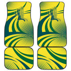 Australian Boomers Basketball Car Mats Abstract Wave Halftone Pattern With Dynamic Athlete Silhouette