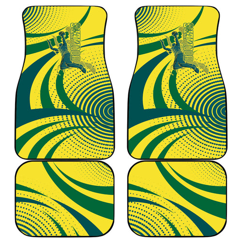 Australian Boomers Basketball Car Mats Abstract Wave Halftone Pattern With Dynamic Athlete Silhouette