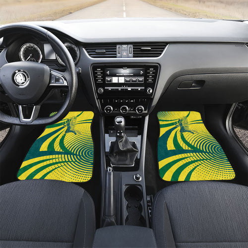 Australian Boomers Basketball Car Mats Abstract Wave Halftone Pattern With Dynamic Athlete Silhouette