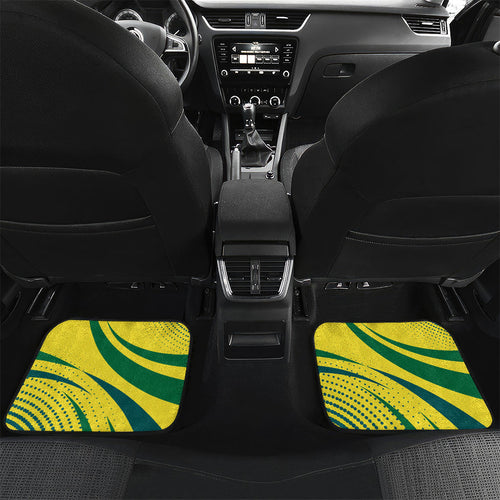 Australian Boomers Basketball Car Mats Abstract Wave Halftone Pattern With Dynamic Athlete Silhouette