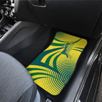 Australian Boomers Basketball Car Mats Abstract Wave Halftone Pattern With Dynamic Athlete Silhouette
