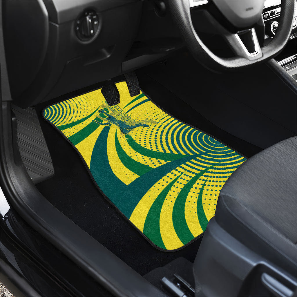 Australian Boomers Basketball Car Mats Abstract Wave Halftone Pattern With Dynamic Athlete Silhouette