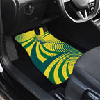 Australian Boomers Basketball Car Mats Abstract Wave Halftone Pattern With Dynamic Athlete Silhouette