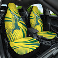 Australian Boomers Basketball Car Seat Cover Abstract Wave Halftone Pattern With Dynamic Athlete Silhouette
