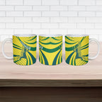 Australian Boomers Basketball Ceramic Mug Abstract Wave Halftone Pattern With Dynamic Athlete Silhouette