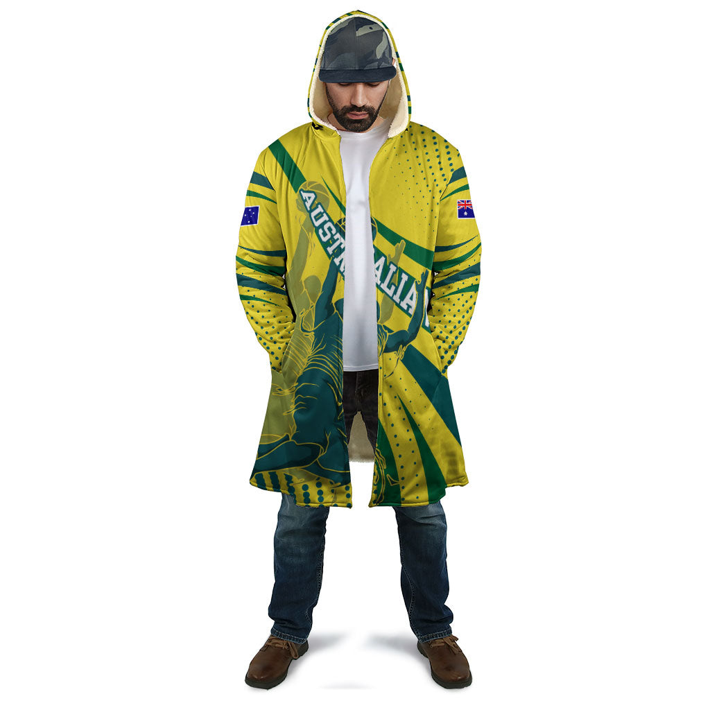 Australian Boomers Basketball Cloak Abstract Wave Halftone Pattern With Dynamic Athlete Silhouette