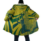 Australian Boomers Basketball Cloak Abstract Wave Halftone Pattern With Dynamic Athlete Silhouette