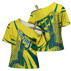 Australian Boomers Basketball Cross Shoulder Shirt Abstract Wave Halftone Pattern With Dynamic Athlete Silhouette