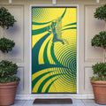 Australian Boomers Basketball Door Cover Abstract Wave Halftone Pattern With Dynamic Athlete Silhouette
