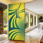 Australian Boomers Basketball Door Cover Abstract Wave Halftone Pattern With Dynamic Athlete Silhouette