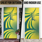 Australian Boomers Basketball Door Cover Abstract Wave Halftone Pattern With Dynamic Athlete Silhouette