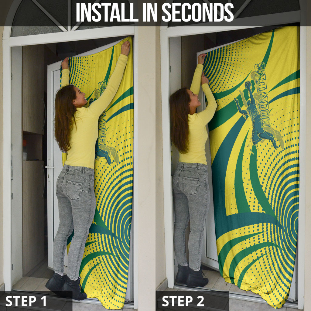 Australian Boomers Basketball Door Cover Abstract Wave Halftone Pattern With Dynamic Athlete Silhouette