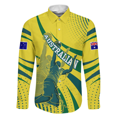 Australian Boomers Basketball Family Matching Off Shoulder Short Dress and Hawaiian Shirt Abstract Wave Halftone Pattern With Dynamic Athlete Silhouette