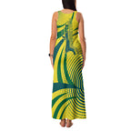 Australian Boomers Basketball Family Matching Tank Maxi Dress and Hawaiian Shirt Abstract Wave Halftone Pattern With Dynamic Athlete Silhouette
