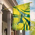 Australian Boomers Basketball Garden Flag Abstract Wave Halftone Pattern With Dynamic Athlete Silhouette