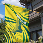 Australian Boomers Basketball Garden Flag Abstract Wave Halftone Pattern With Dynamic Athlete Silhouette