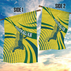 Australian Boomers Basketball Garden Flag Abstract Wave Halftone Pattern With Dynamic Athlete Silhouette