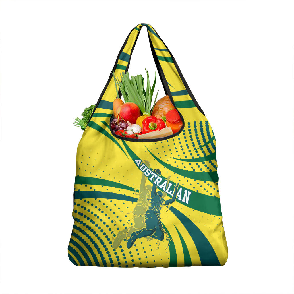 Australian Boomers Basketball Grocery Bag Abstract Wave Halftone Pattern With Dynamic Athlete Silhouette