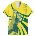 Australian Boomers Basketball Hawaiian Shirt Abstract Wave Halftone Pattern With Dynamic Athlete Silhouette