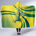 Australian Boomers Basketball Hooded Blanket Abstract Wave Halftone Pattern With Dynamic Athlete Silhouette