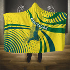 Australian Boomers Basketball Hooded Blanket Abstract Wave Halftone Pattern With Dynamic Athlete Silhouette