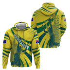 Australian Boomers Basketball Hoodie Abstract Wave Halftone Pattern With Dynamic Athlete Silhouette