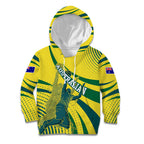 Australian Boomers Basketball Kid Hoodie Abstract Wave Halftone Pattern With Dynamic Athlete Silhouette