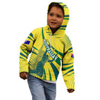 Australian Boomers Basketball Kid Hoodie Abstract Wave Halftone Pattern With Dynamic Athlete Silhouette