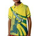 Australian Boomers Basketball Kid Polo Shirt Abstract Wave Halftone Pattern With Dynamic Athlete Silhouette