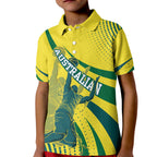 Australian Boomers Basketball Kid Polo Shirt Abstract Wave Halftone Pattern With Dynamic Athlete Silhouette