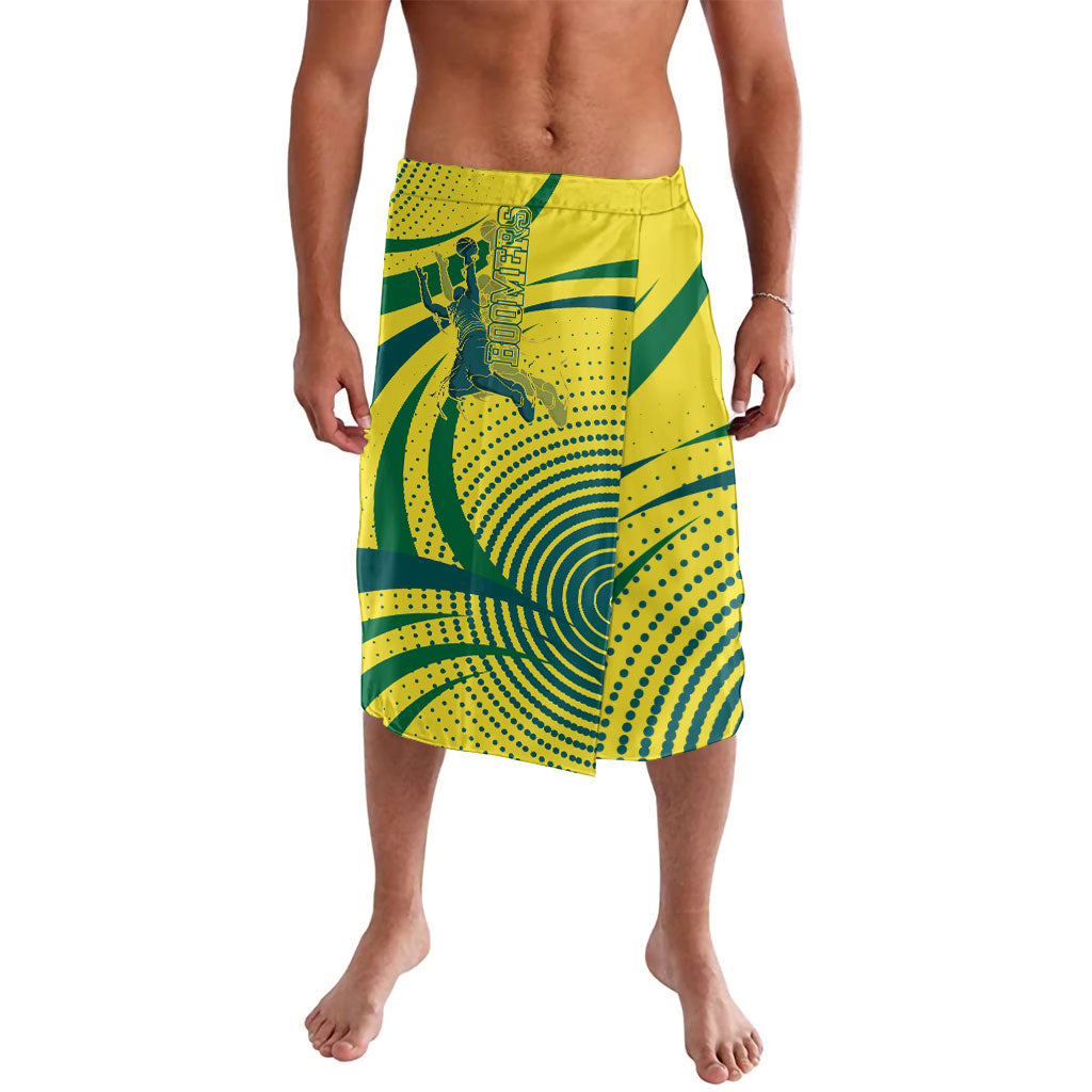 Australian Boomers Basketball Lavalava Abstract Wave Halftone Pattern With Dynamic Athlete Silhouette