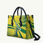 Australian Boomers Basketball Leather Bag Abstract Wave Halftone Pattern With Dynamic Athlete Silhouette