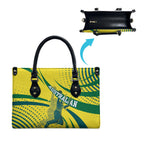 Australian Boomers Basketball Leather Bag Abstract Wave Halftone Pattern With Dynamic Athlete Silhouette