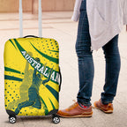 Australian Boomers Basketball Luggage Cover Abstract Wave Halftone Pattern With Dynamic Athlete Silhouette